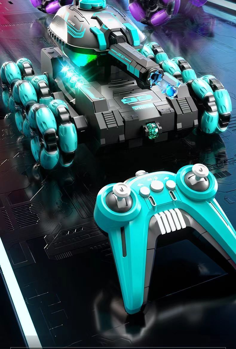 Children's Six-Wheel Remote Control Launch Water Bomb Tank Toy Charging Gesture Induction Stunt Car Birthday Gift for Boy