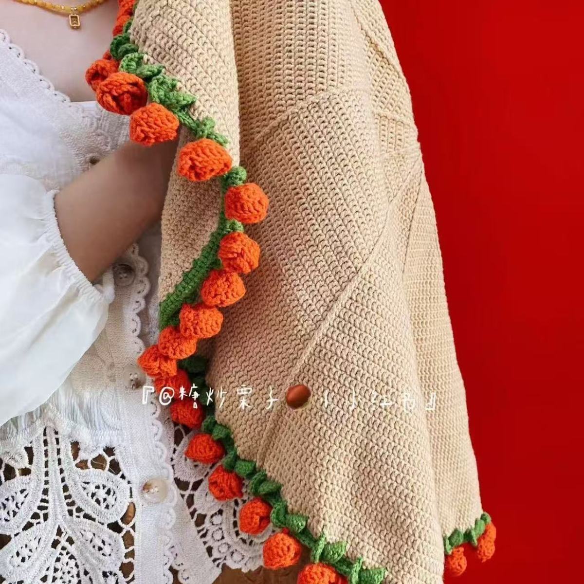 Handmade Yarn DIY Bouquet Blanket Kit Crochet Lily of the Valley Rose Blanket Transform into Bouquet Creative Gift