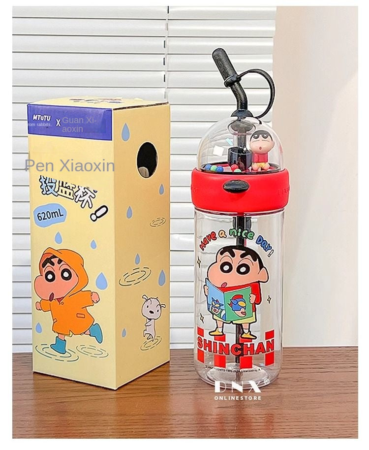 Crayon Xiaoxin Shooting Cup Maternal and Child Water Cup Cute Straw Plastic Children's Large Capacity Drinking Cup