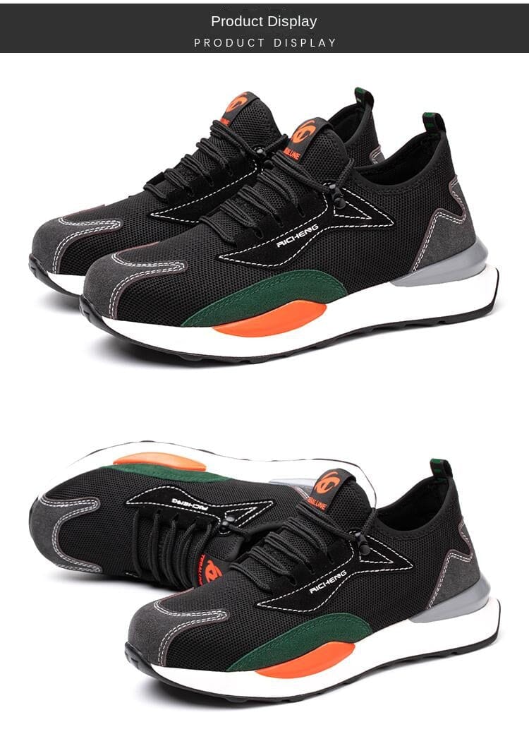 Sepatu Pelindung Kerja Pria, dilengkapi dengan fitur-fitur seperti anti pecah, anti tusuk, anti tusuk, berisolasi, ringan, menyerap keringat, dan anti bau serta sol yang lembut.