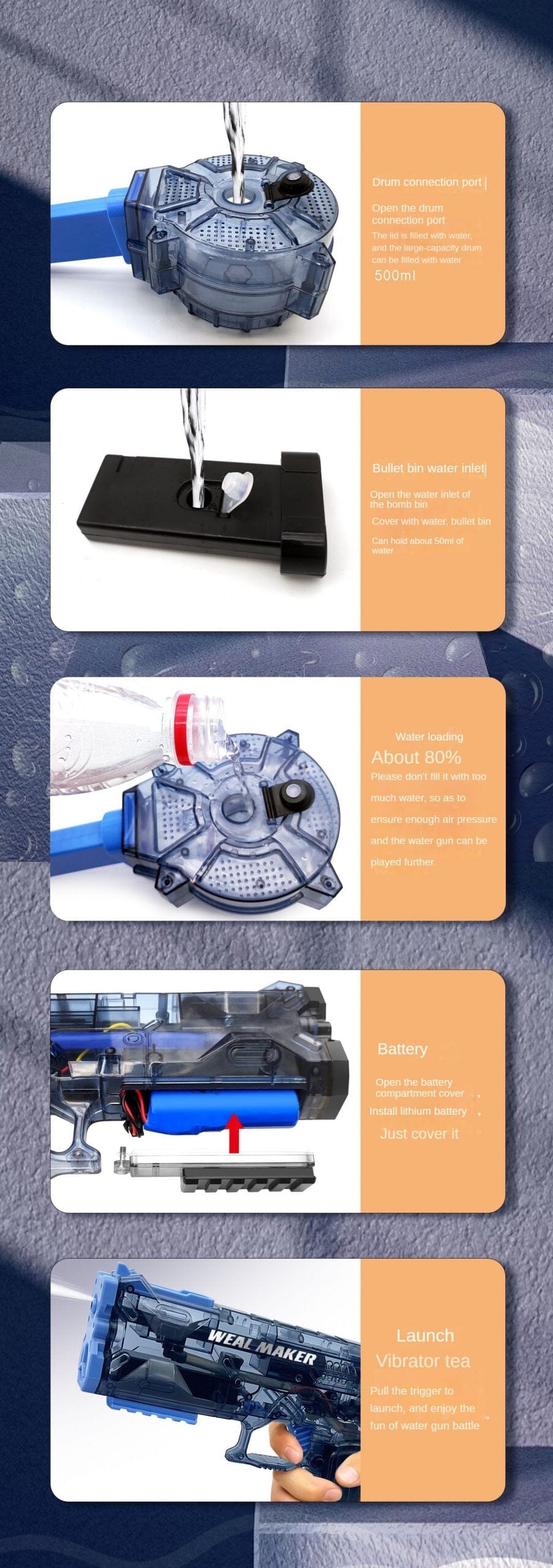 Pistol Air Elektrik IceBlast - Kapasitas Tinggi, Sepenuhnya Otomatis, Aksi Recoil, Tembakan Cepat, Tekanan Tinggi, Pistol Air Gecko