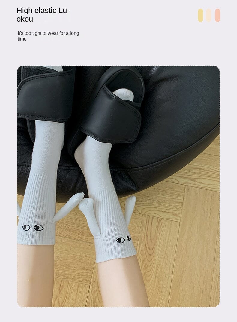 Kaus Kaki Pasangan Magnetik, Kaus Kaki Genggam, Kaus Kaki Pasangan untuk Pria dan Wanita, Kaus Kaki Pertengahan Betis Pribadi untuk Musim Panas.