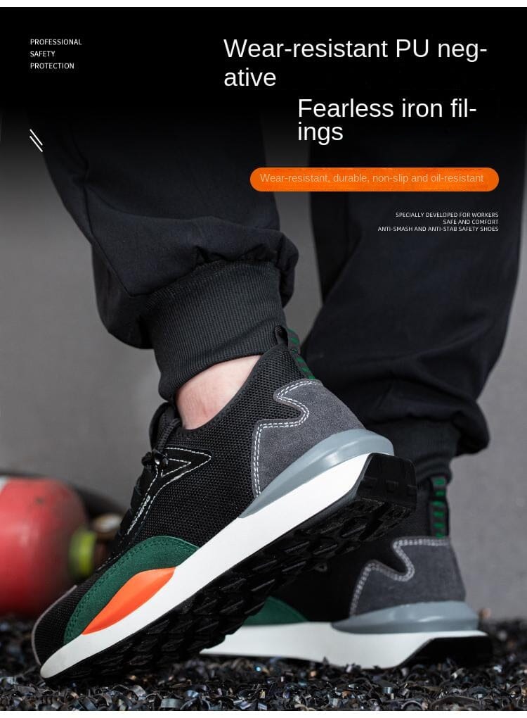 Sepatu Pelindung Kerja Pria, dilengkapi dengan fitur-fitur seperti anti pecah, anti tusuk, anti tusuk, berisolasi, ringan, menyerap keringat, dan anti bau serta sol yang lembut.