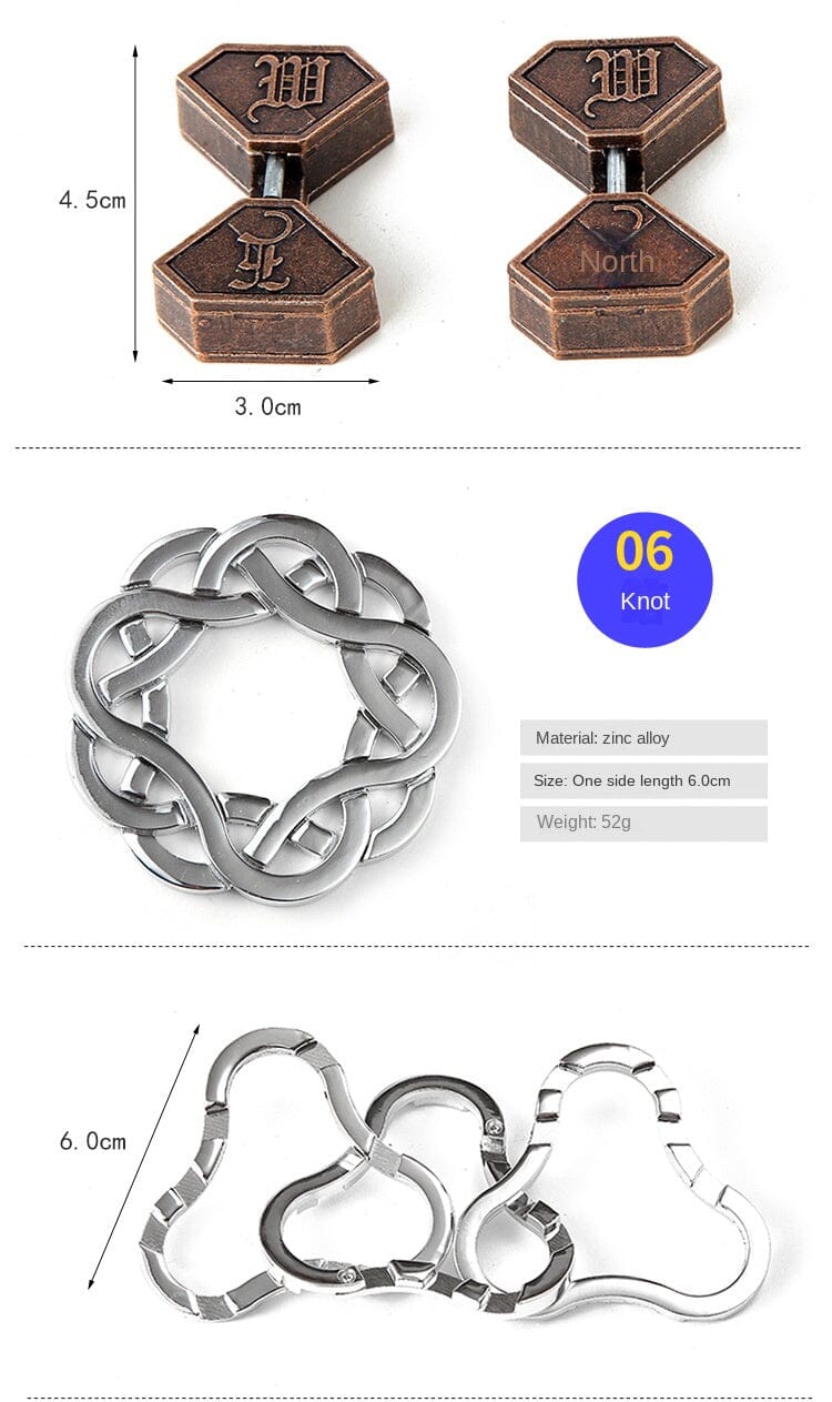 Teka-teki Cincin Intelektual Paduan Seng, Set Pembuka, Teka-teki Otak Sembilan Cincin Terhubung, Kunci Kongming, Teka-teki Ajaib Emas.