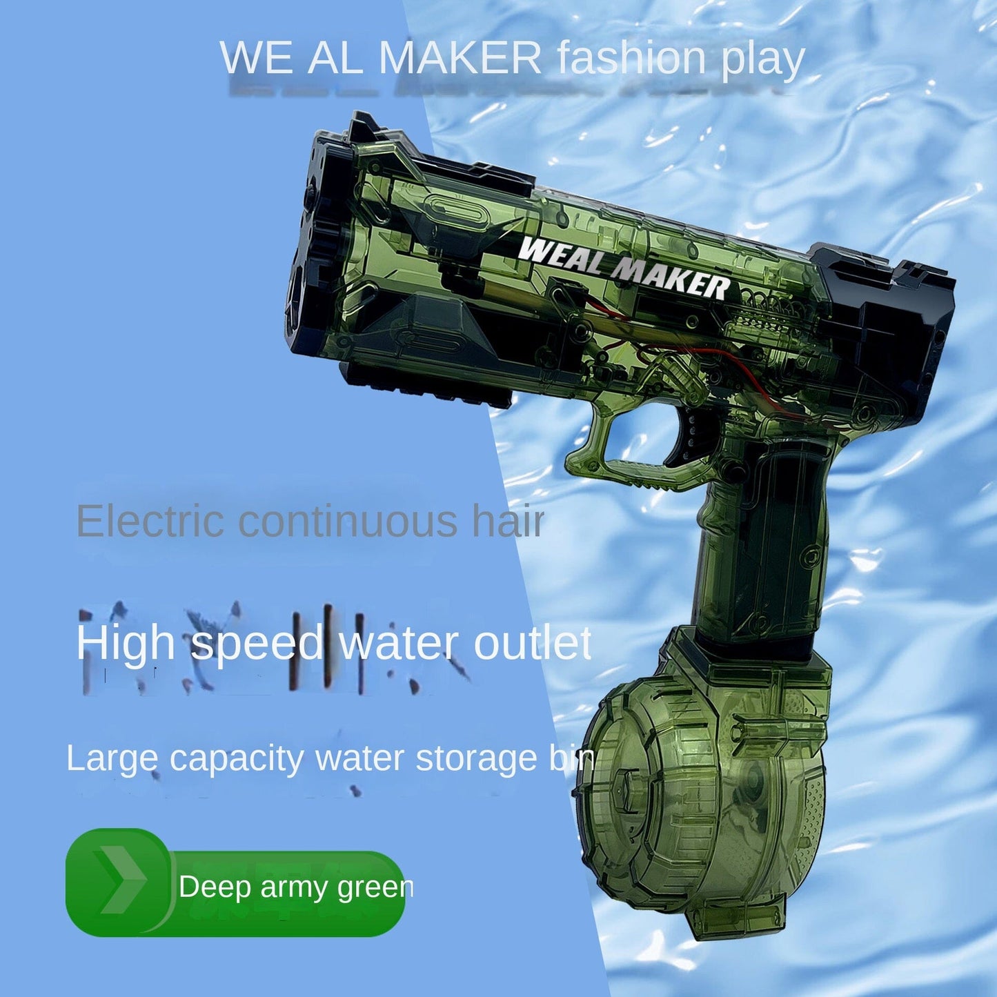 Pistol Air Elektrik IceBlast - Kapasitas Tinggi, Sepenuhnya Otomatis, Aksi Recoil, Tembakan Cepat, Tekanan Tinggi, Pistol Air Gecko