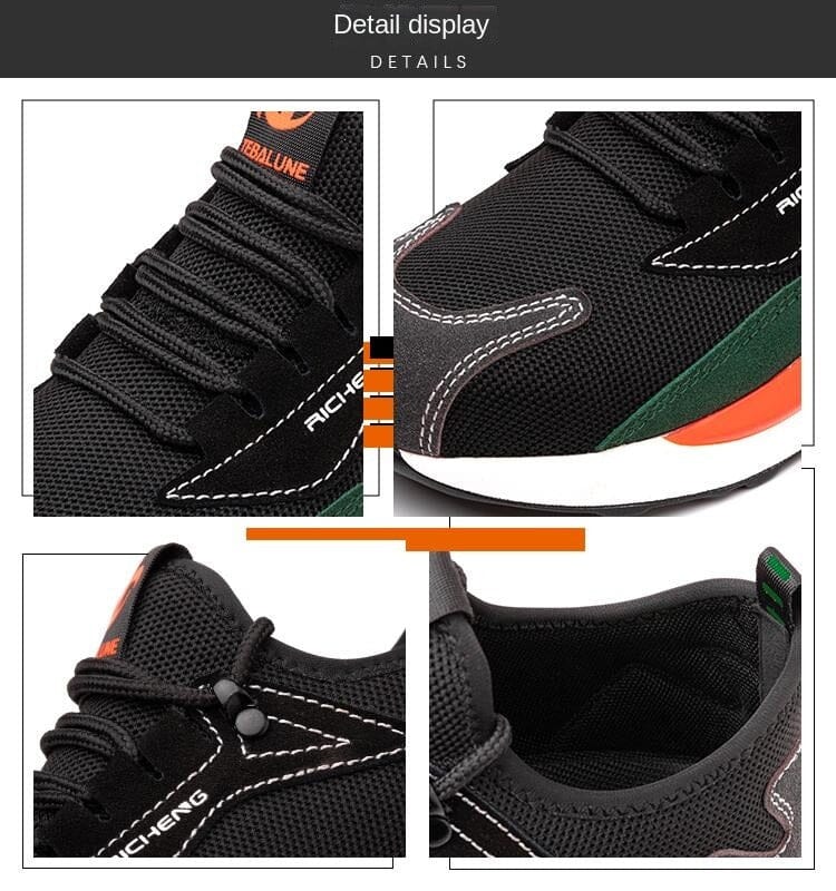 Sepatu Pelindung Kerja Pria, dilengkapi dengan fitur-fitur seperti anti pecah, anti tusuk, anti tusuk, berisolasi, ringan, menyerap keringat, dan anti bau serta sol yang lembut.