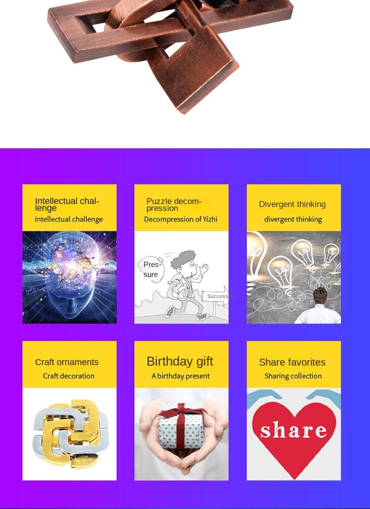 Teka-teki Cincin Intelektual Paduan Seng, Set Pembuka, Teka-teki Otak Sembilan Cincin Terhubung, Kunci Kongming, Teka-teki Ajaib Emas.