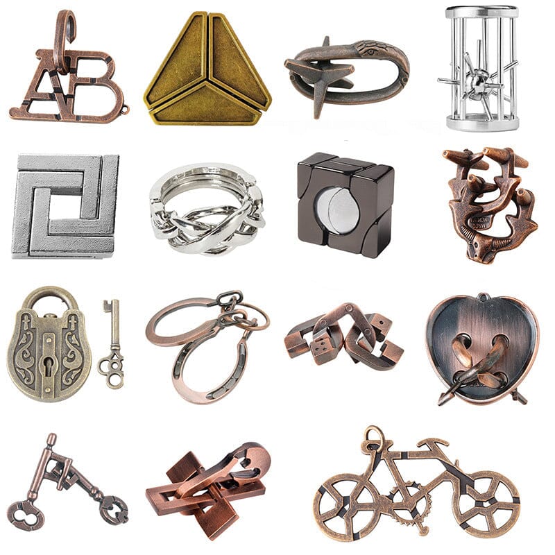 Teka-teki Cincin Intelektual Paduan Seng, Set Pembuka, Teka-teki Otak Sembilan Cincin Terhubung, Kunci Kongming, Teka-teki Ajaib Emas.
