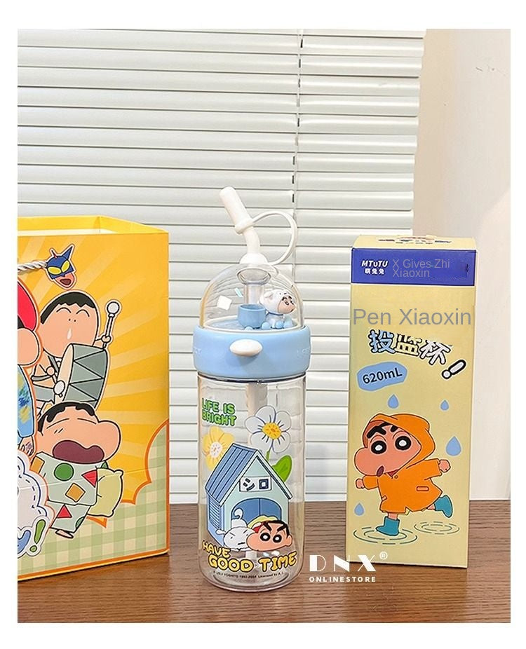 Crayon Xiaoxin Shooting Cup Maternal and Child Water Cup Cute Straw Plastic Children's Large Capacity Drinking Cup