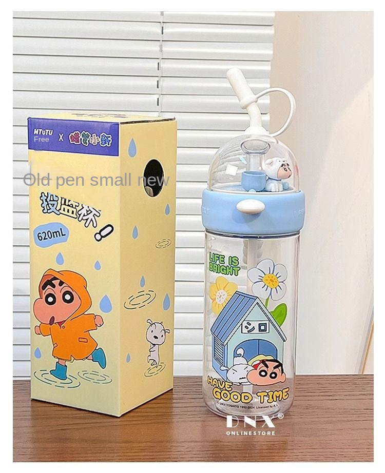 Crayon Xiaoxin Shooting Cup Maternal and Child Water Cup Cute Straw Plastic Children's Large Capacity Drinking Cup