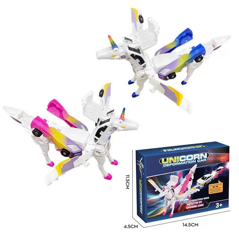 Mobil Mainan Anak-Anak Kombinasi Mobil Unicorn Pegasus Sayap Langit Ajaib Tabrakan Hisap Magnetik Deformasi Orangtua-Anak