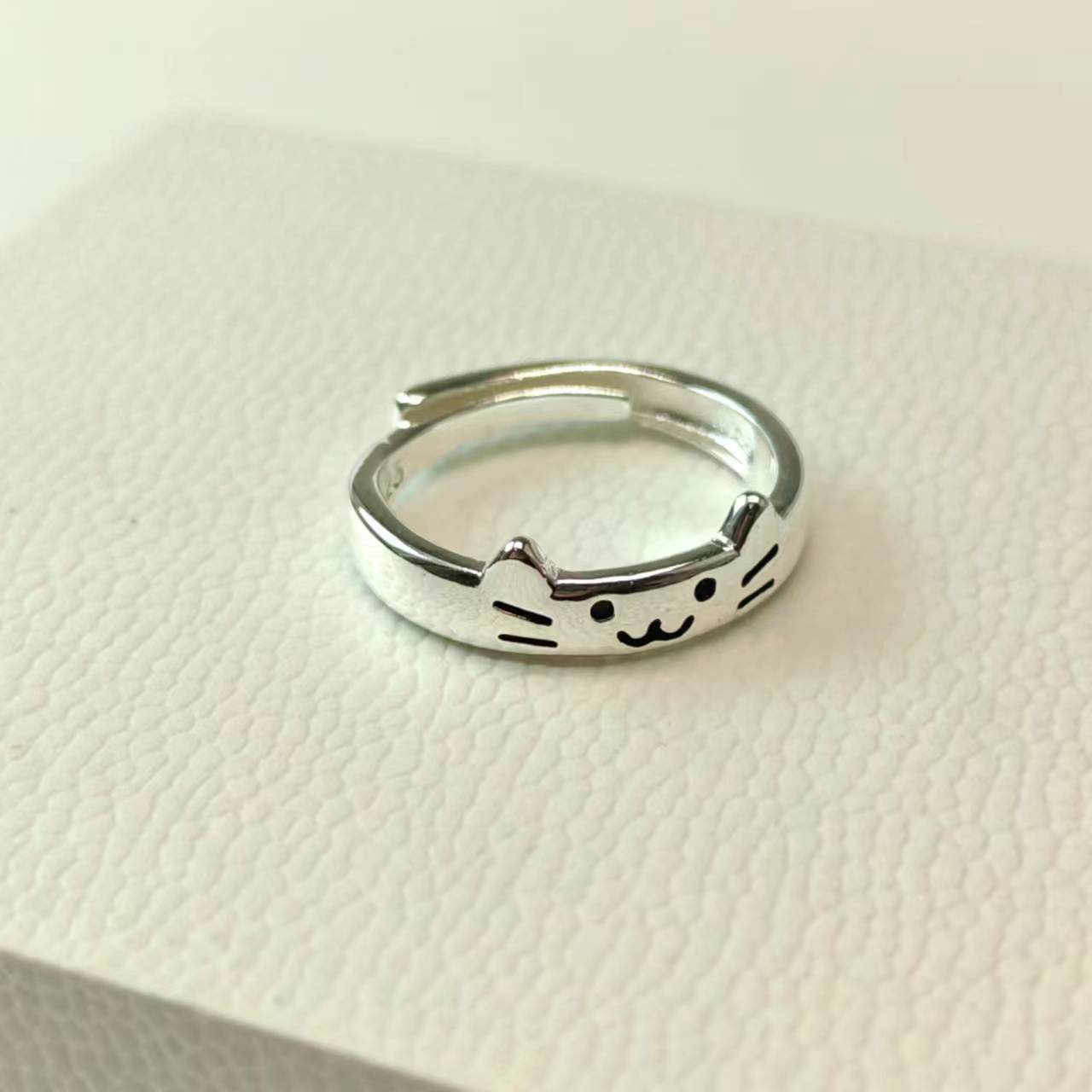 Cincin Buku Harian Anjing dan Kucing Perak 925 Anak Kucing Lucu Anak Anjing Desain Canggih Dapat Mengukir Cincin Pasangan Tulisan