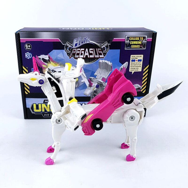 Mobil Mainan Anak-Anak Kombinasi Mobil Unicorn Pegasus Sayap Langit Ajaib Tabrakan Hisap Magnetik Deformasi Orangtua-Anak