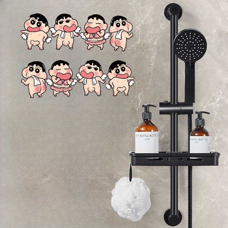 Stiker Kartun Crayon Xiaoxin Stiker Dinding Kamar Mandi Happy Day Stiker Ubin Toilet Rumah Stiker Dinding Kamar Mandi Tahan Air