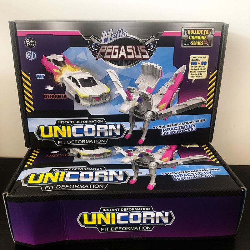 Mobil Mainan Anak-Anak Kombinasi Mobil Unicorn Pegasus Sayap Langit Ajaib Tabrakan Hisap Magnetik Deformasi Orangtua-Anak