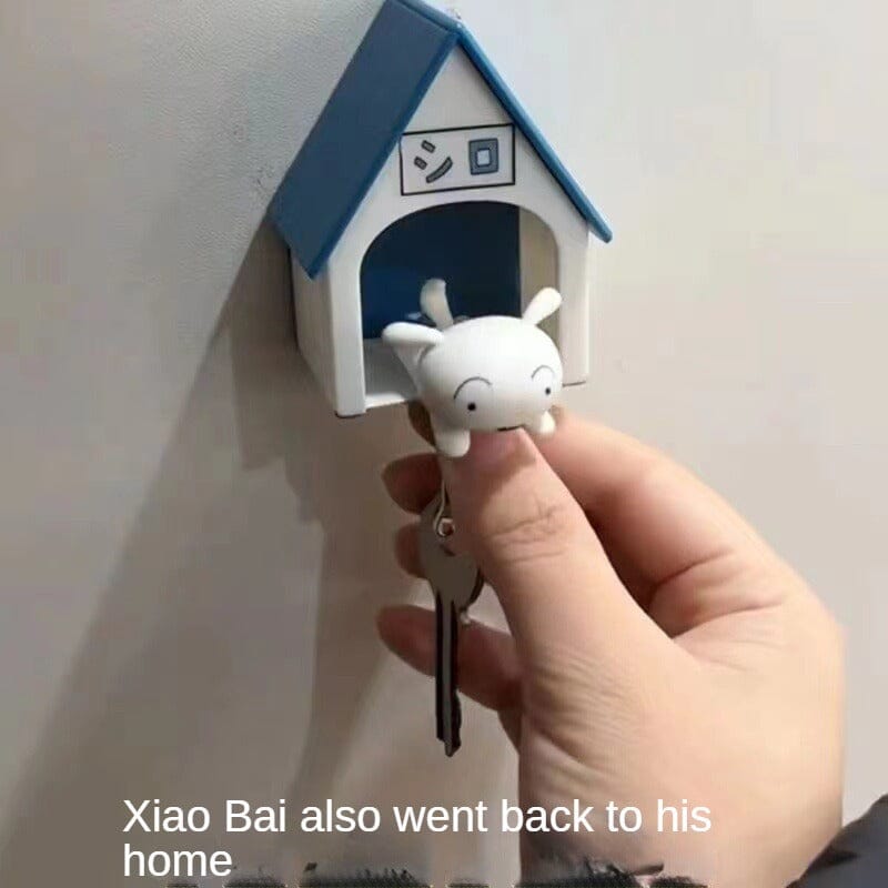Gantungan Kunci Rumah Putih Kecil Lucu dan Populer Crayon Boneka Kecil Baru Anti Hilang Liontin Kreatif Rumah Kandang