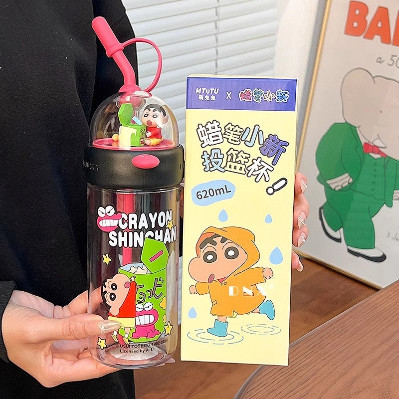 Crayon Xiaoxin Shooting Cup Maternal and Child Water Cup Cute Straw Plastic Children's Large Capacity Drinking Cup