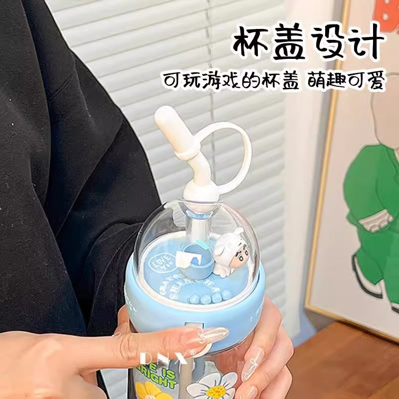 Crayon Xiaoxin Shooting Cup Maternal and Child Water Cup Cute Straw Plastic Children's Large Capacity Drinking Cup