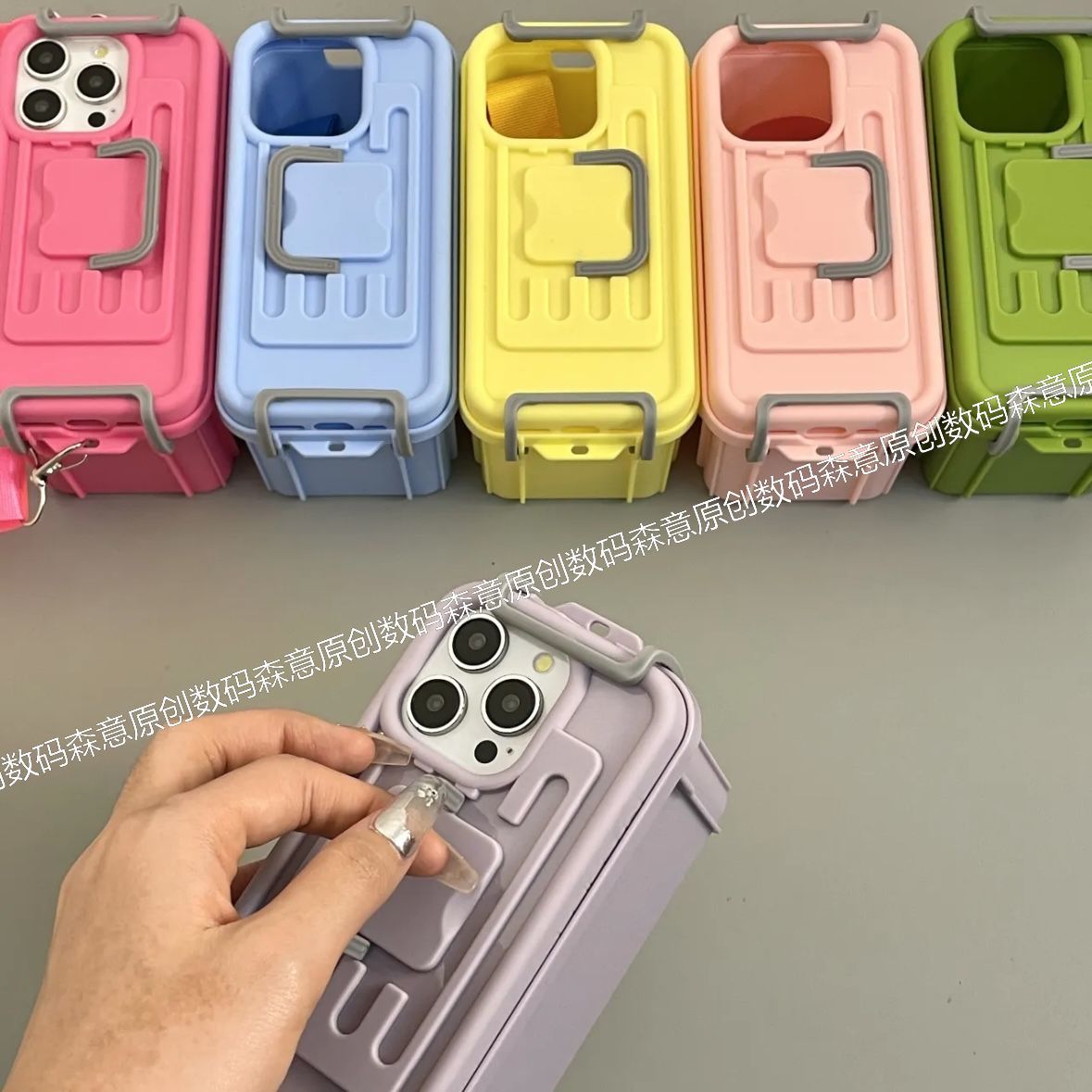 Kotak Penyimpanan Macaron Kreatif Selempang untuk Iphone15 Apple 14 Casing Ponsel 13 Kepribadian 12 Baru 11 Wanita