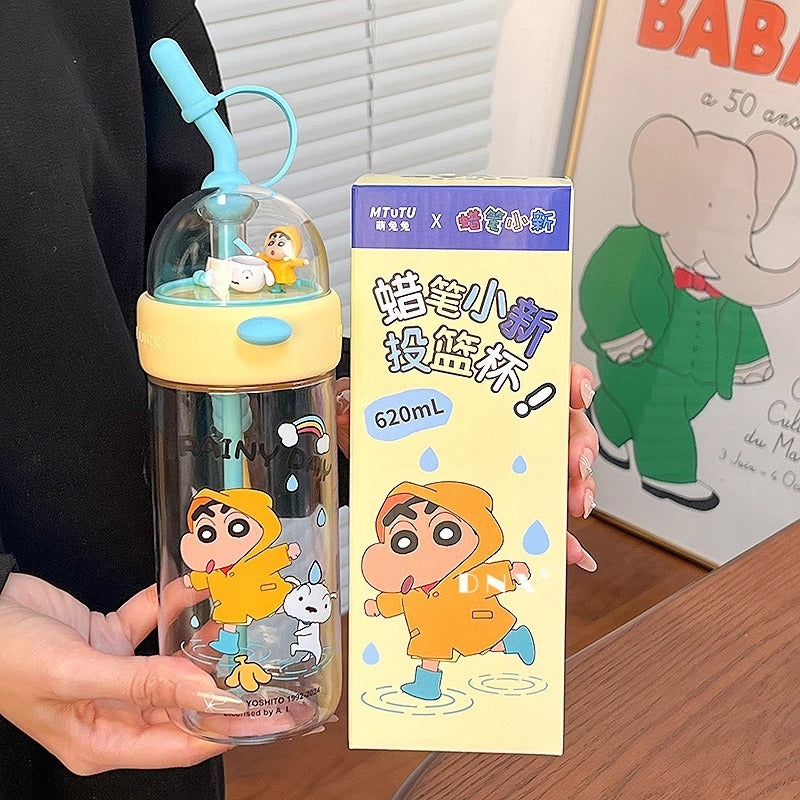 Crayon Xiaoxin Shooting Cup Maternal and Child Water Cup Cute Straw Plastic Children's Large Capacity Drinking Cup