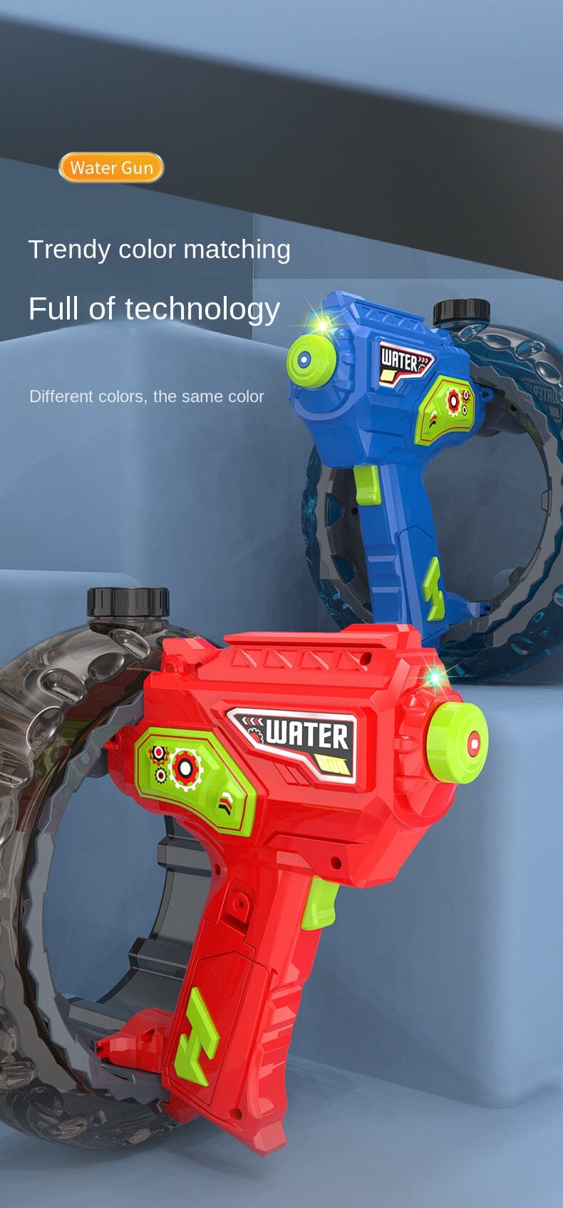 Pistol Air Elektrik Loop Pemusat Energi Baru Pistol Air Keren Ringan Kapasitas Besar Mainan Anak-anak Rambut Satu Tombol