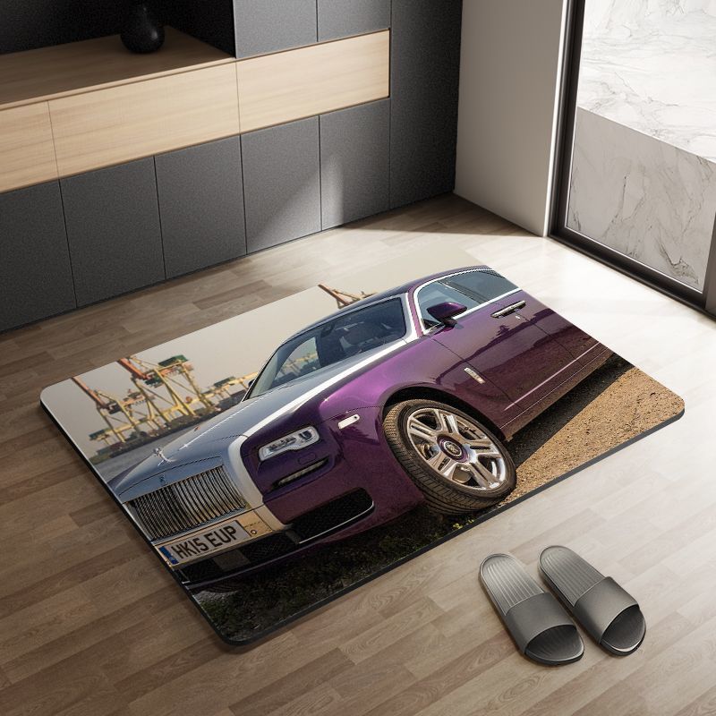 Sports Car Diatom Ooze Floor Mat Bathroom Step Mat Bathroom Bathtub Absorbent Non-Slip Toilet Door Quick-Drying Door Mat
