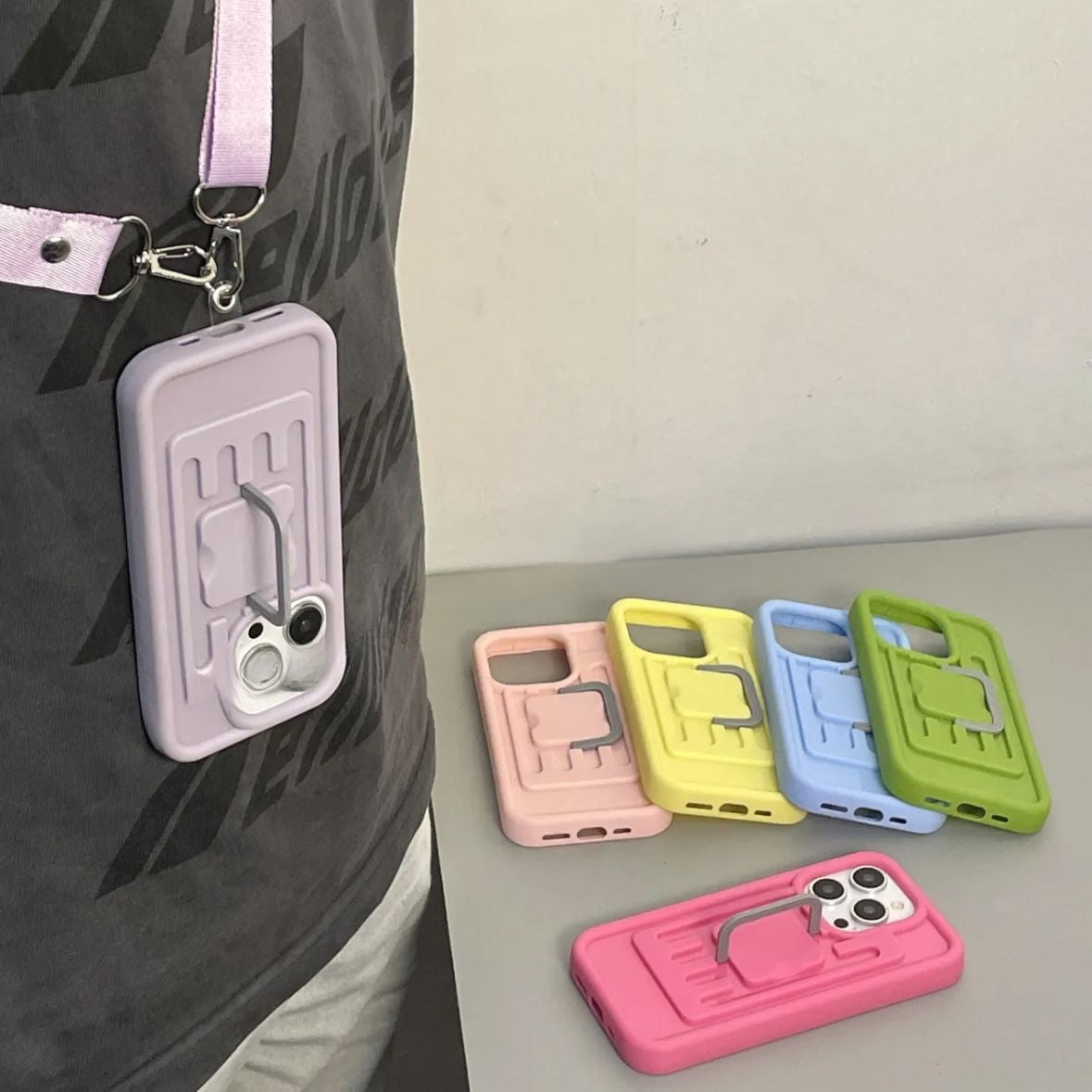 Kotak Penyimpanan Macaron Kreatif Selempang untuk Iphone15 Apple 14 Casing Ponsel 13 Kepribadian 12 Baru 11 Wanita