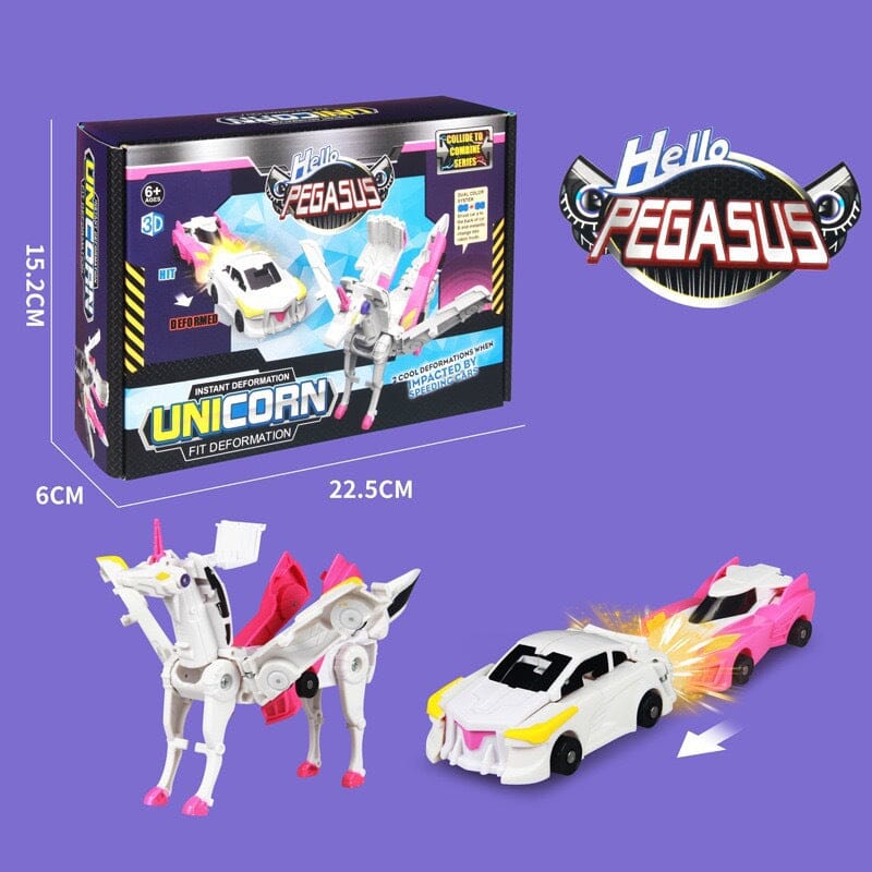 Mobil Mainan Anak-Anak Kombinasi Mobil Unicorn Pegasus Sayap Langit Ajaib Tabrakan Hisap Magnetik Deformasi Orangtua-Anak