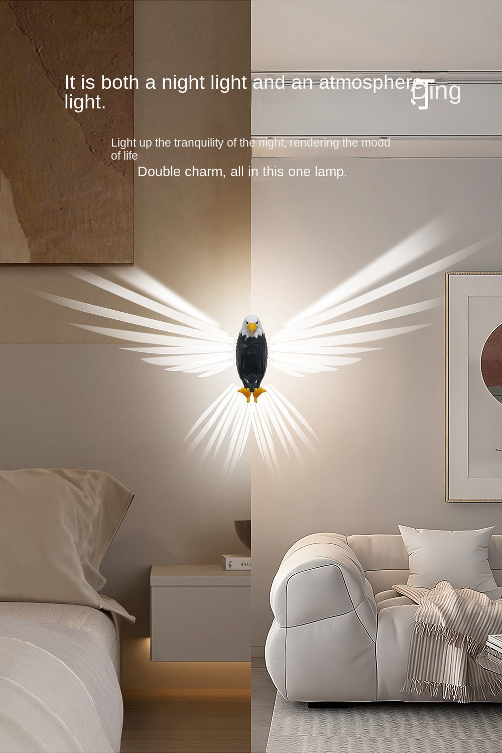 Cross-Border New Arrival Household Indoor Animal Eagle Wall Lamp Charging Small Night Lamp LED Energy-Saving Remote Control Atmosphere Decorative Lamp