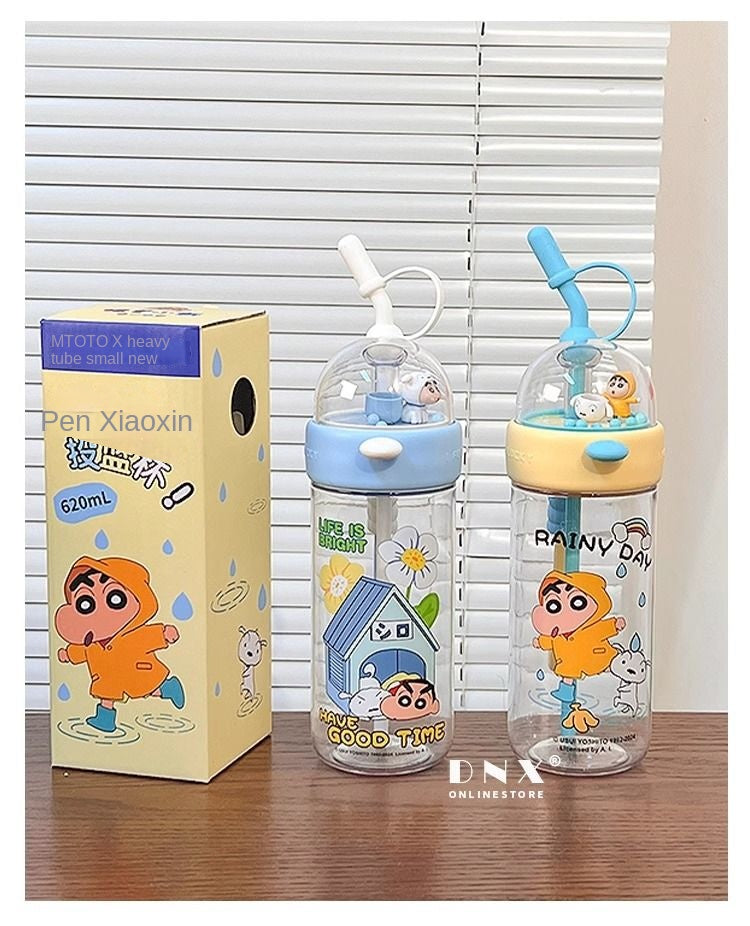 Crayon Xiaoxin Shooting Cup Maternal and Child Water Cup Cute Straw Plastic Children's Large Capacity Drinking Cup