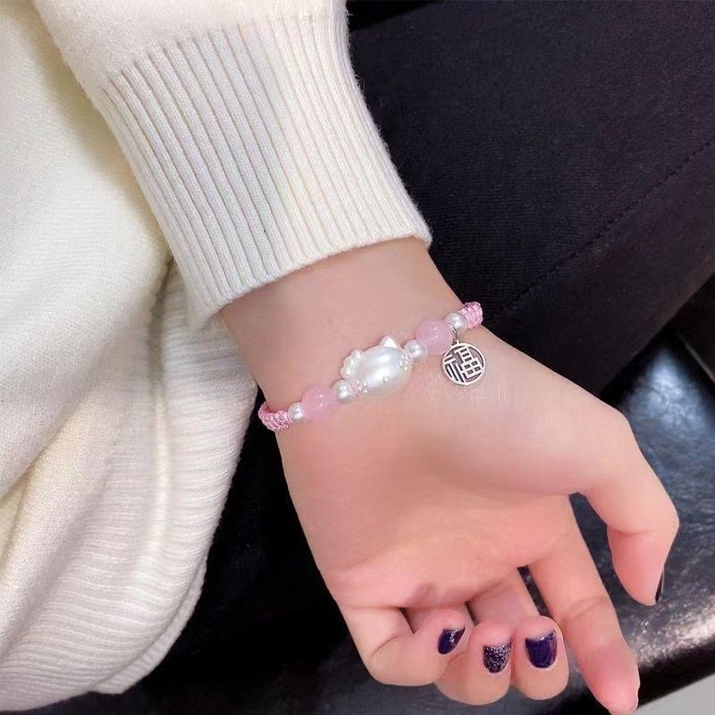 Gelang Hello Kitty Gaya Sama Tiktok Gelang Tenun Buatan Tangan Sederhana Lucu untuk Hadiah Pasangan untuk Sahabat