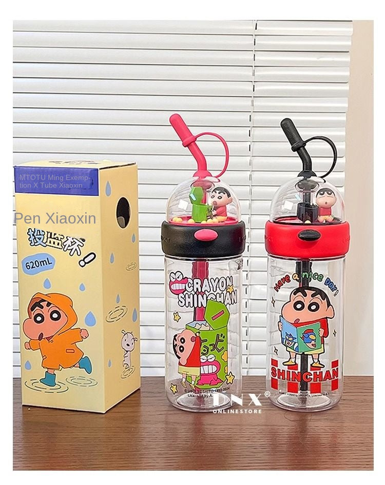 Crayon Xiaoxin Shooting Cup Maternal and Child Water Cup Cute Straw Plastic Children's Large Capacity Drinking Cup