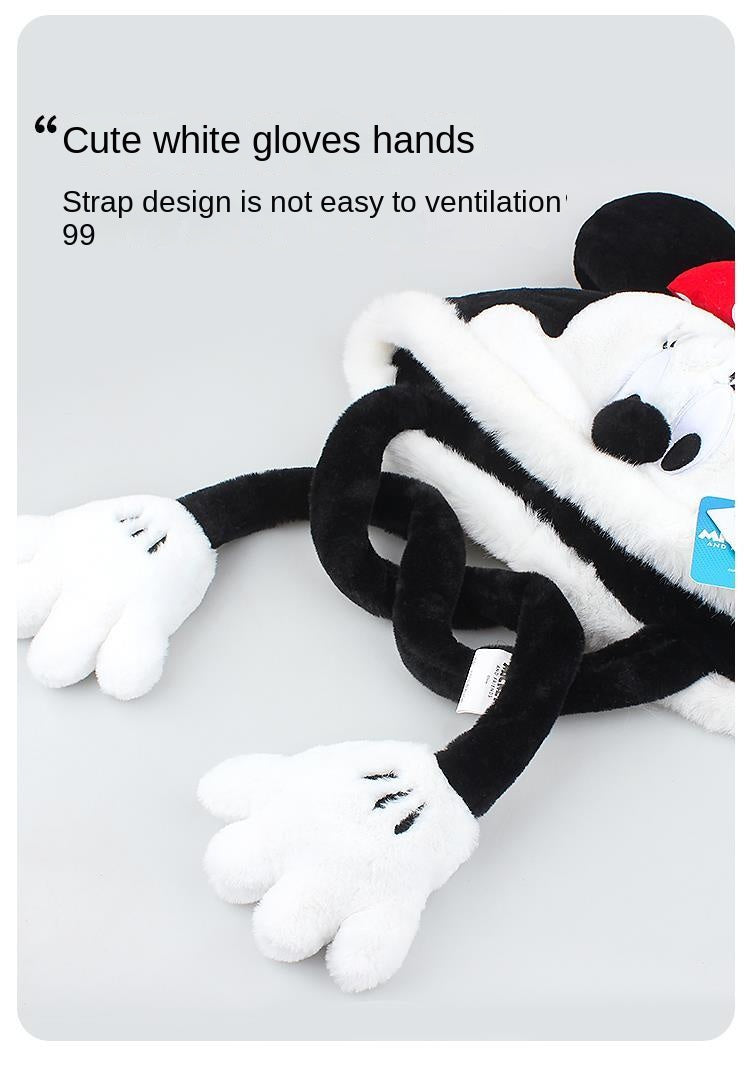 Disney Minnie Mickey Cartoon Hat Female Autumn and Winter Thickening Warm Plush Earmuffs Hat