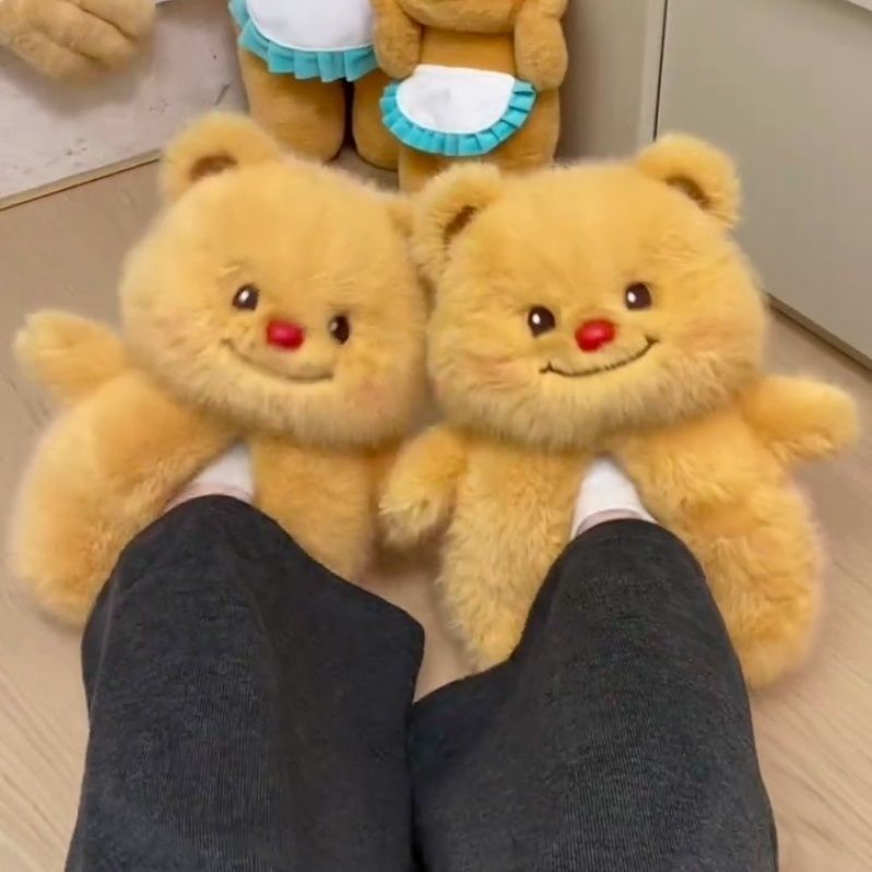 Small Nose GA Cotton Slippers Plush Slippers Bag Heel Insulated Cotton-Padded Shoes Poodle Home Figurine Doll Ragdoll Cotton Slippers
