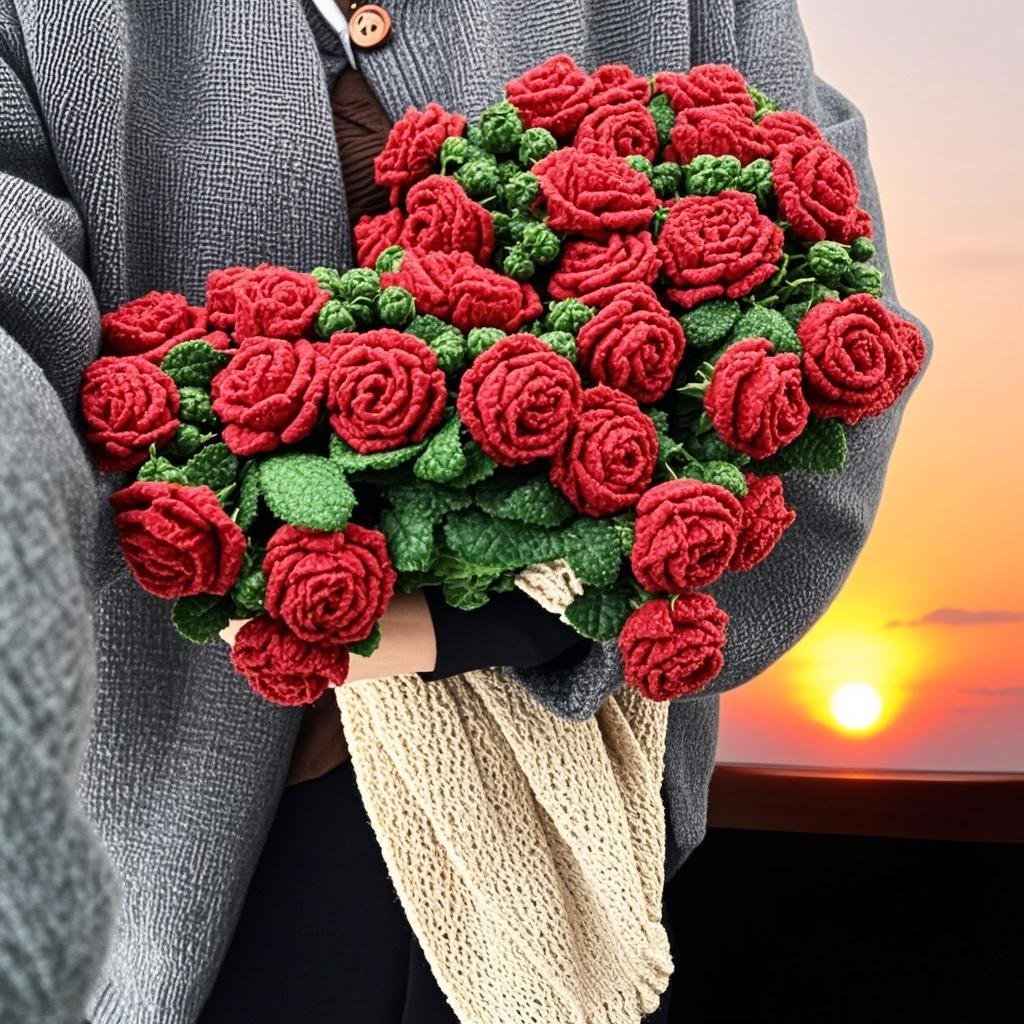 Handmade Crochet Rose Bouquet Blanket