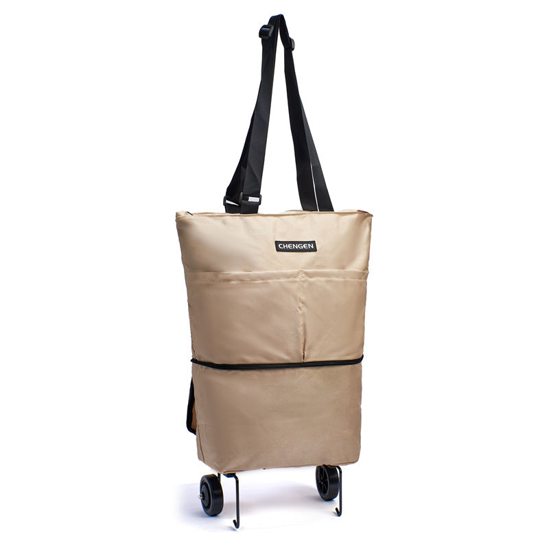 Tragbare Einkaufstüte mit großer Kapazität, Supermarkt-Einkaufstasche, faltbare Handtasche mit Rädern, Gepäcktasche, Reisetasche, Handbuggy