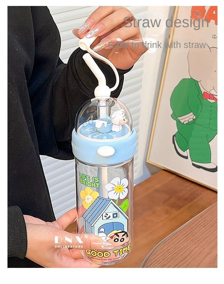 Crayon Xiaoxin Shooting Cup Maternal and Child Water Cup Cute Straw Plastic Children's Large Capacity Drinking Cup