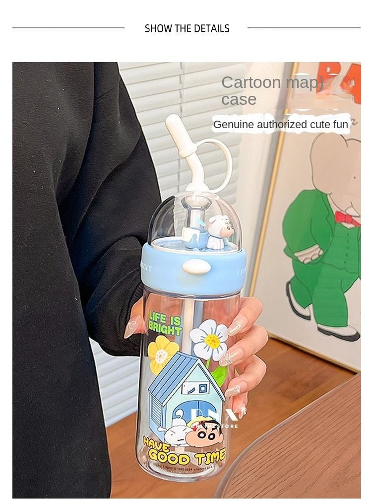 Crayon Xiaoxin Shooting Cup Maternal and Child Water Cup Cute Straw Plastic Children's Large Capacity Drinking Cup