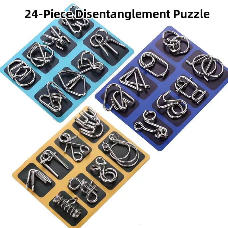 Neun-Ketten-Intelligenz-Entriegelungsring-Entriegelungs-Puzzle-Spielzeug Luban-Schloss Kongming-Schloss-Set Kindergrundschule 24-teiliges Set