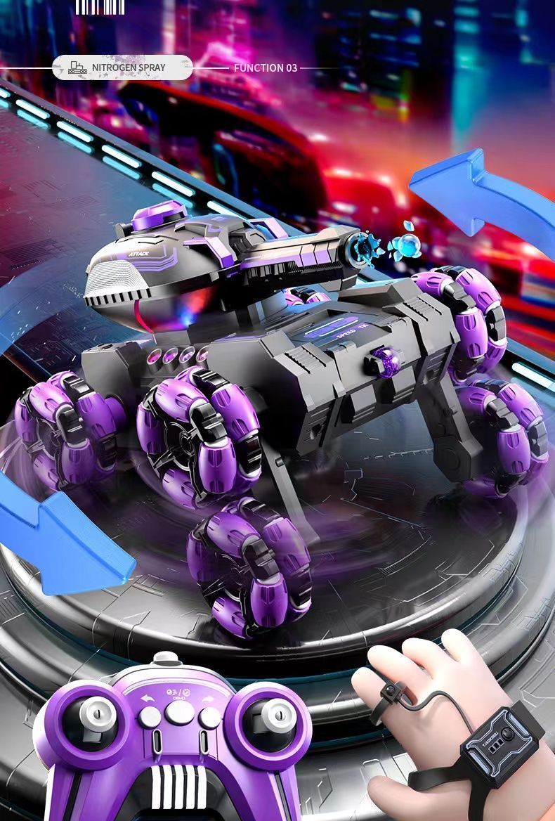 Children's Six-Wheel Remote Control Launch Water Bomb Tank Toy Charging Gesture Induction Stunt Car Birthday Gift for Boy