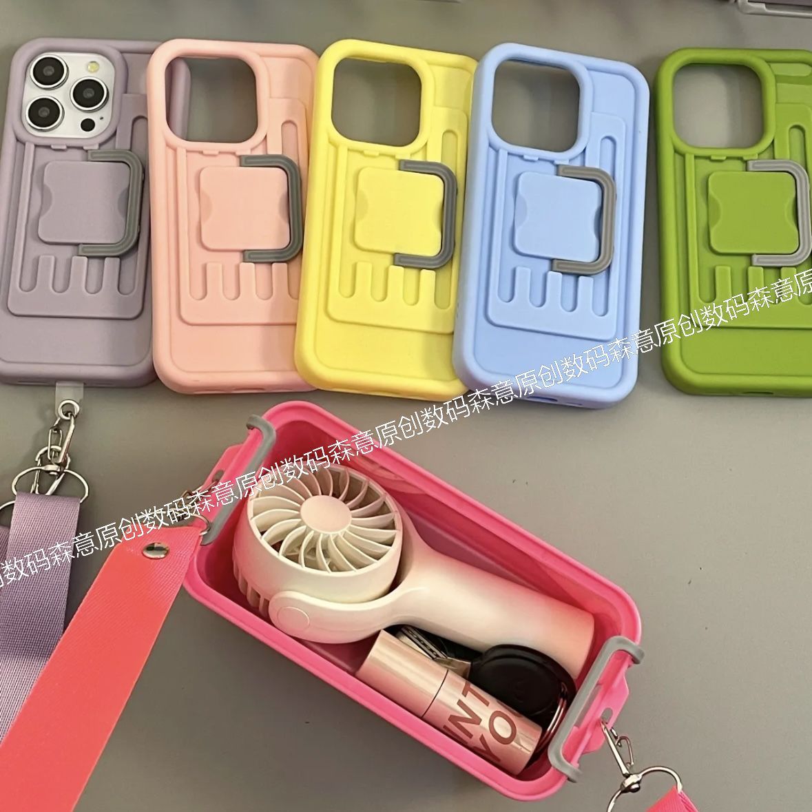 Kotak Penyimpanan Macaron Kreatif Selempang untuk Iphone15 Apple 14 Casing Ponsel 13 Kepribadian 12 Baru 11 Wanita
