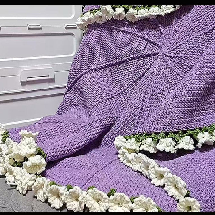 Handmade Yarn DIY Bouquet Blanket Kit Crochet Lily of the Valley Rose Blanket Transform into Bouquet Creative Gift