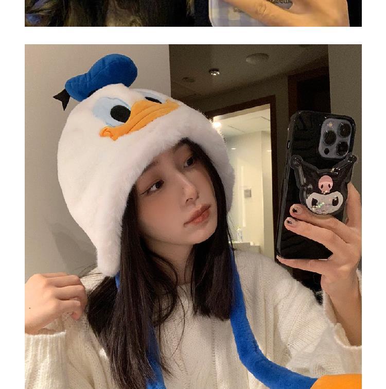 Disney Minnie Mickey Cartoon Hat Female Autumn and Winter Thickening Warm Plush Earmuffs Hat