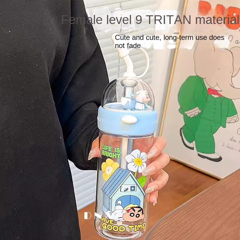Crayon Xiaoxin Shooting Cup Maternal and Child Water Cup Cute Straw Plastic Children's Large Capacity Drinking Cup