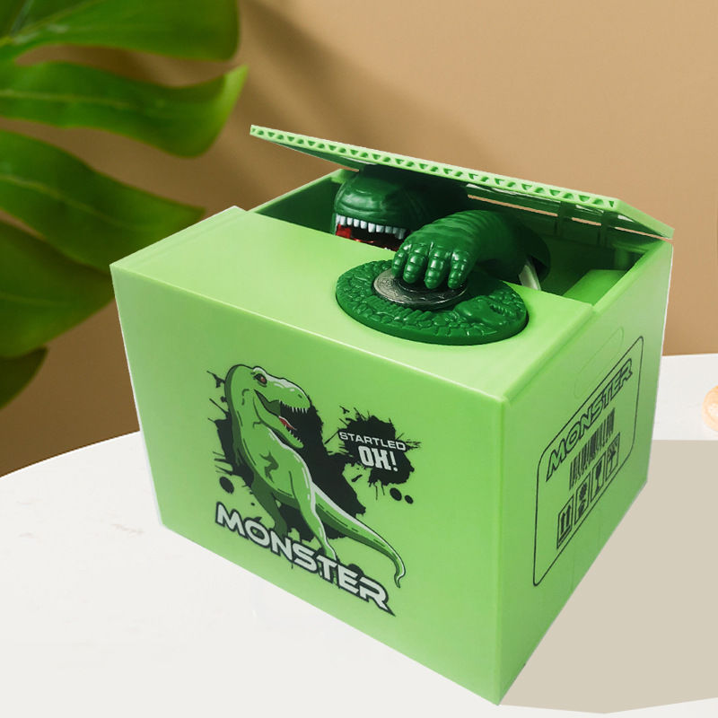 Douyin Gleicher Stil Godzilla Dinosaurier Gorilla Münzbank Neue Cartoon Stehlen Geld Katze Elektrische Musik Sparkasse Spielzeug