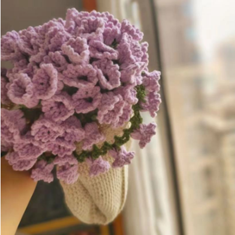 Handmade Yarn DIY Bouquet Blanket Kit Crochet Lily of the Valley Rose Blanket Transform into Bouquet Creative Gift