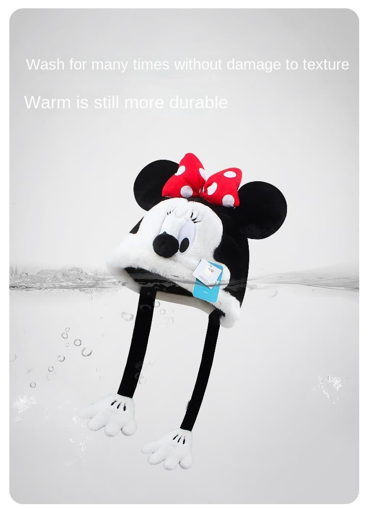 Disney Minnie Mickey Cartoon Hat Female Autumn and Winter Thickening Warm Plush Earmuffs Hat