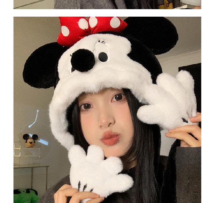 Disney Minnie Mickey Cartoon Hat Female Autumn and Winter Thickening Warm Plush Earmuffs Hat