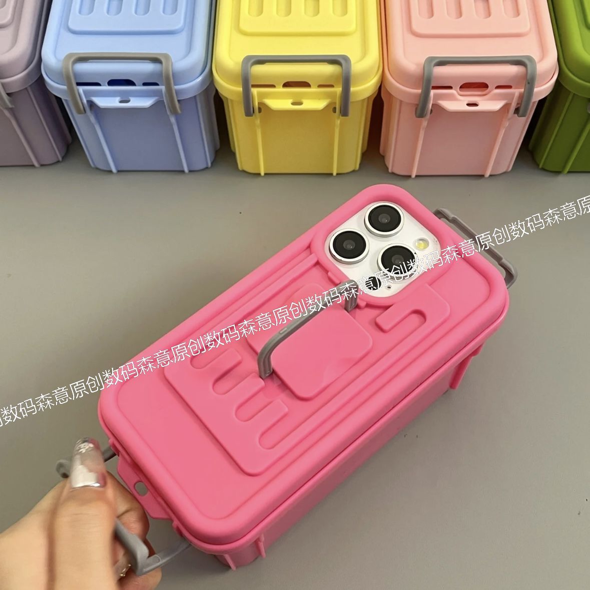 Kotak Penyimpanan Macaron Kreatif Selempang untuk Iphone15 Apple 14 Casing Ponsel 13 Kepribadian 12 Baru 11 Wanita