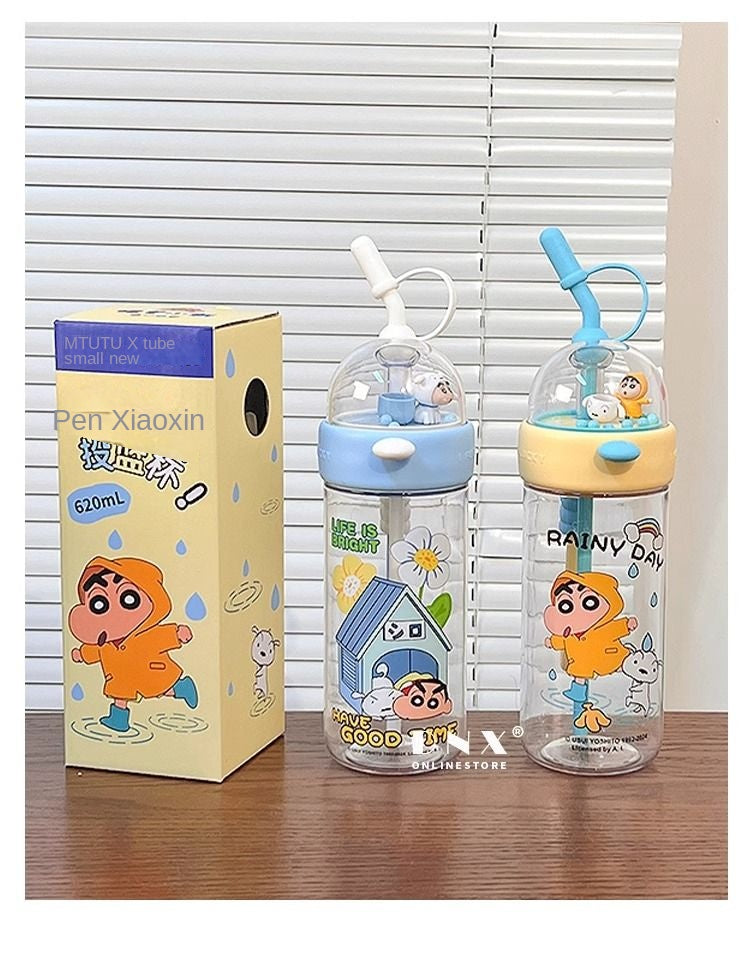 Crayon Xiaoxin Shooting Cup Maternal and Child Water Cup Cute Straw Plastic Children's Large Capacity Drinking Cup